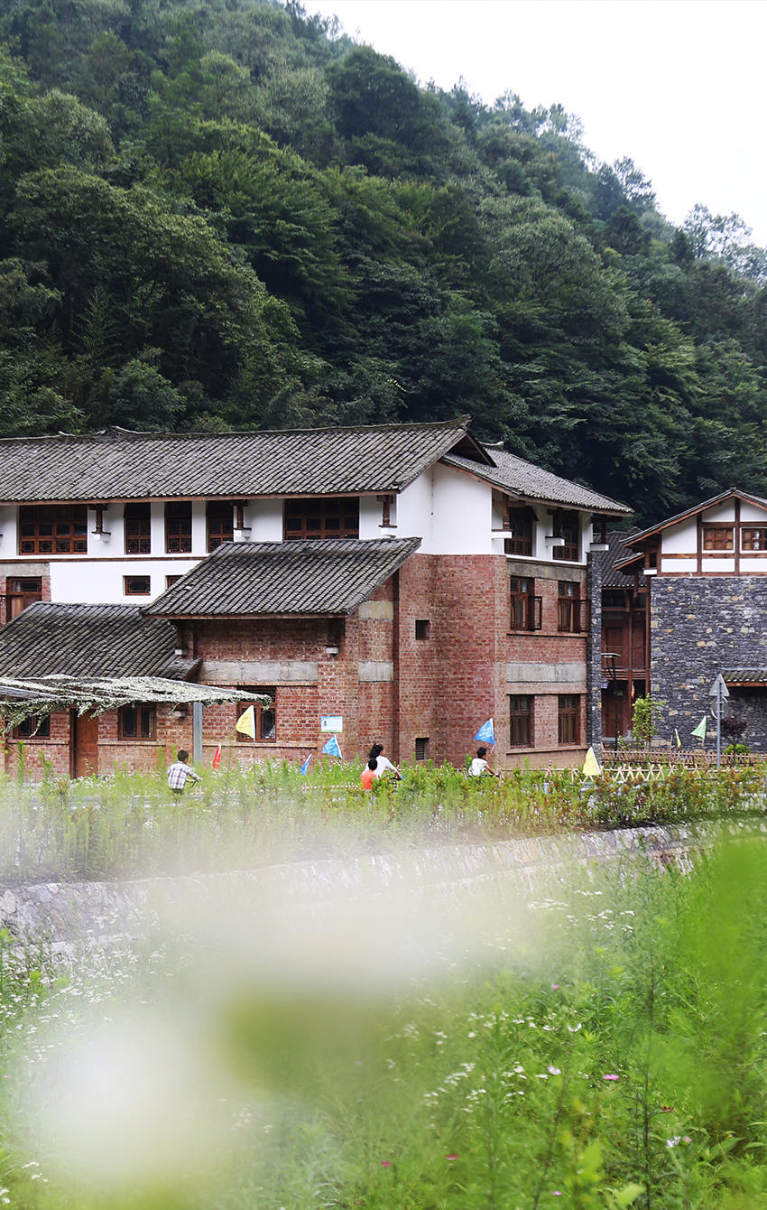 游客在黄地峡巴渝民宿避暑纳凉